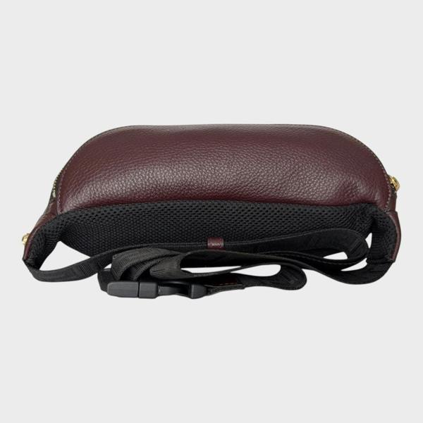 Versace Medusa Head Grainy Calf Leather Belt Bag Burgundy Black