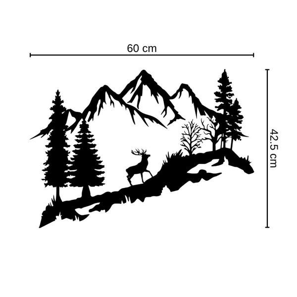 Decortie Mountain Peak and Forest Silhouette Metal Wall Decor 60 cm