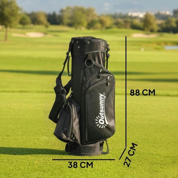 Golf Stand Bag 6 Way Full-Length Dividers, Waterproof Golf Bag with 5 Pockets, Black