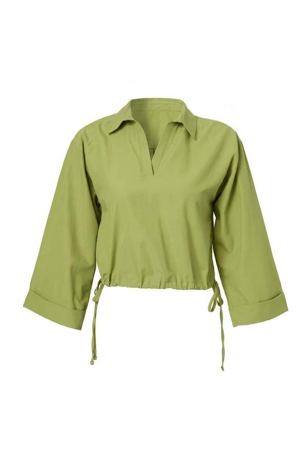 WOVCOR Adjustable Gathered Waist Woven Blouse