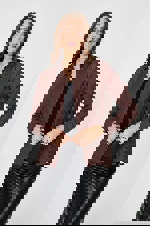 Brown | Long Sleeve Button Front Shirt 