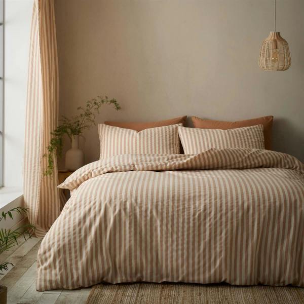 Pineapple Elephant Cotton Rich Woven Stripe Clay Duvet Cover Set
