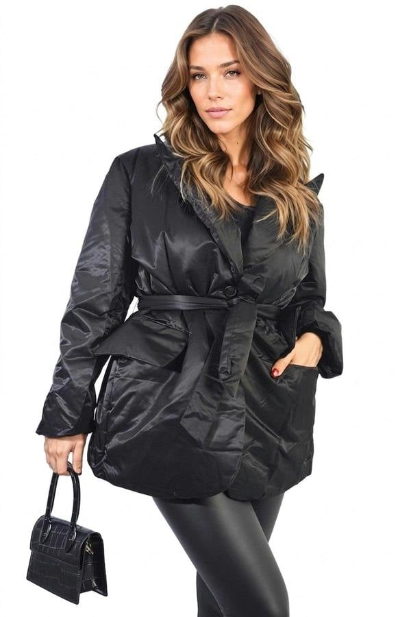 Penelope Oversized Belted Jacket - Black_wb