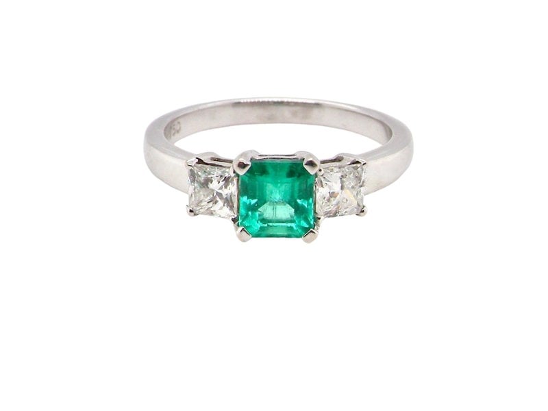 Vintage Tom A three stone emerald and diamond ring