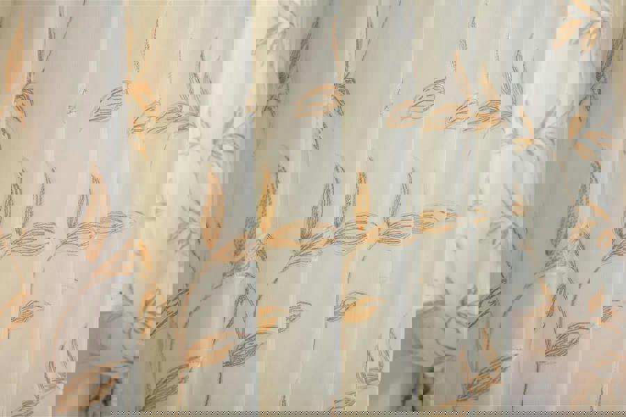 Luxury Living Leaf Embroidered Tulle Voile Curtains Pencil Pleat