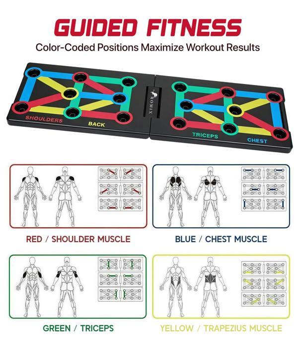 ROMIX pushup board folds down for compact storage and easy transport