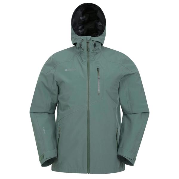 Mountain Warehouse Mens Bachill Three Layer Waterproof Jacket - Green - 