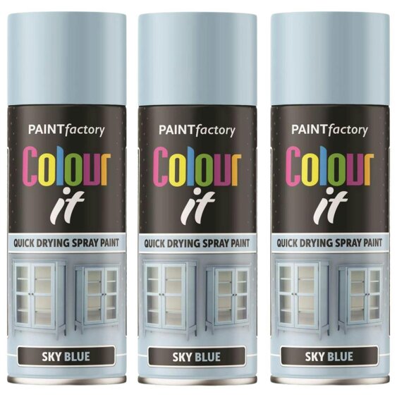 Paint Factory 3X  Sky Blue Gloss Spray Paint 400ml