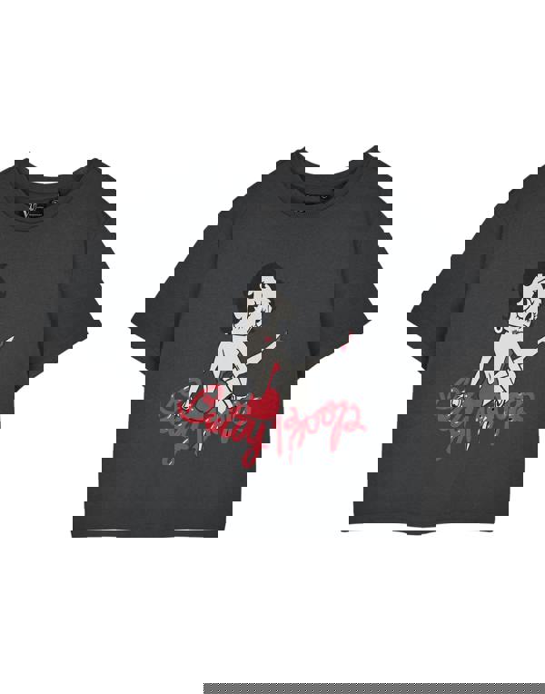 Betty Boop Womens Grey Leg Cropped Short Sleeved T-Shirt