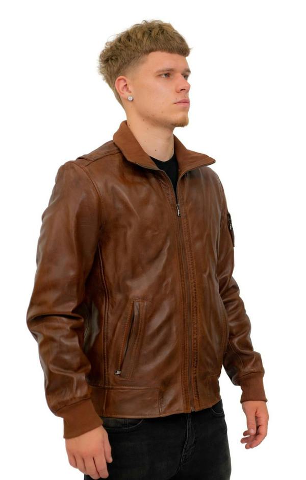 Infinity Leather Mens Leather Varsity Bomber Jacket-Adana