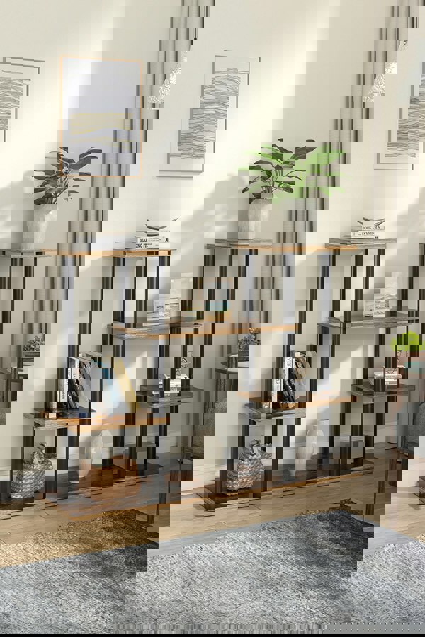 Living and Home 6 Tier Retro Brown Plant Stand Flower Display Shelf Wood Bookcase