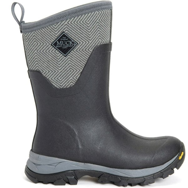 Muck Boots Arctic Ice Mid Women's Wellington Boots in Black/Grey Geometric