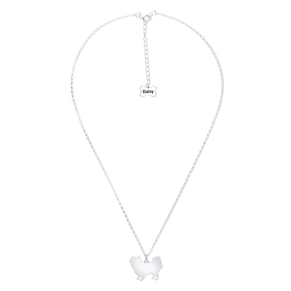 Japanese Chin Silhouette Silver Necklace - Personalised - MYLEE London