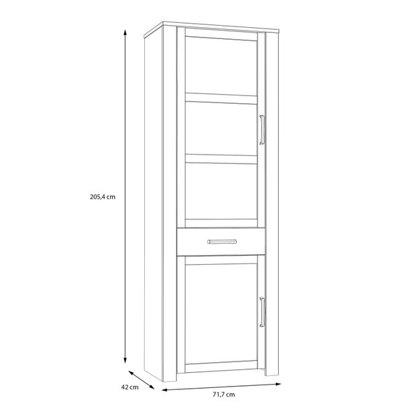 Wyld Haus Bramblecroft Grey and Natural Oak Wood Display Cabinet Door 1 Drawer Narrow