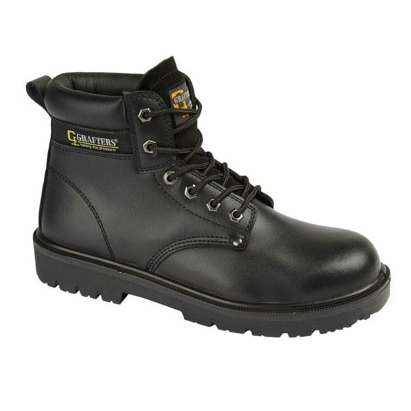 Grafters Mens Leather Safety Boots - Black