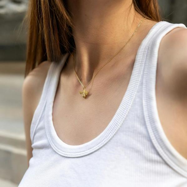 Spero London Matte Bumble Bee Sterling Silver Necklace