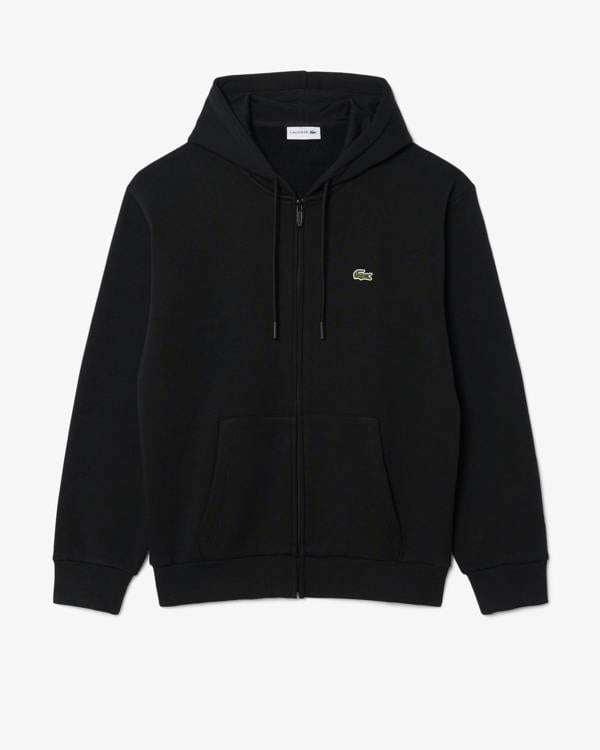 Lacoste Fleece Full - Zip Mens Classic Fit Hoodie - Black 031 | CHO | Designer Mens Hoodies