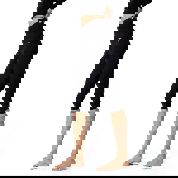 Black Speedo Endurance+ swim legging with enduraflex fabric resists chlorine