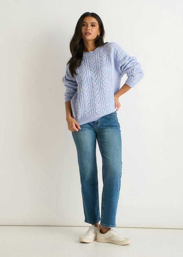 Gini London Blue Cable Flex Long Sleeves Jumper