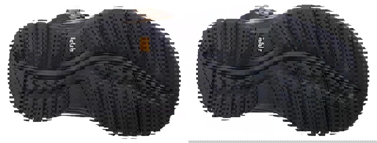 Caterpillar Framework Mens Steel Toe/Composite Midsole S3 Work Safety Boots, black with rugged rubber outsole and steel toe cap for safety and durability.