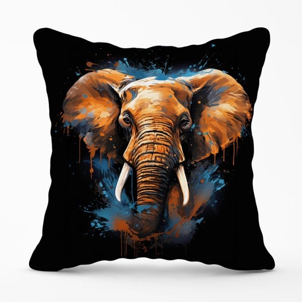 Warren Reed Splashart Elephant Blue Cushions