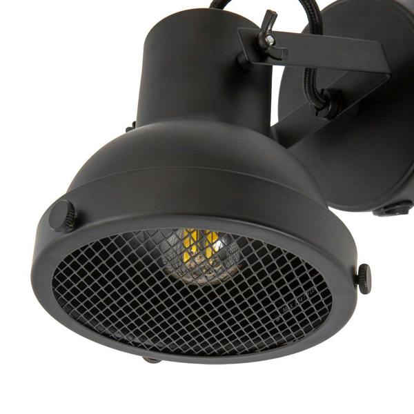 Vintage and Industrial Matte Black Spot Wall Light Fitting with Grill Image 8