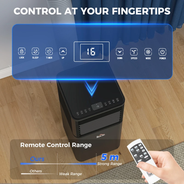 HOMCOM Portable Air Conditioner 4 Modes LED Display Timer Home Office