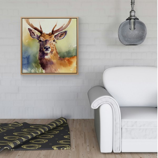 Warren Reed Splendid Stag Watercolour Framed Canvas