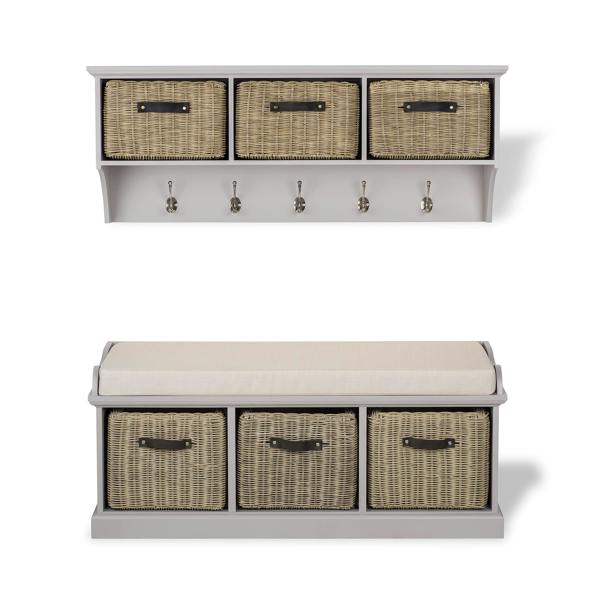 Statement Furniture Tetbury Hanging Shelf and Bench Set with Storage - Large