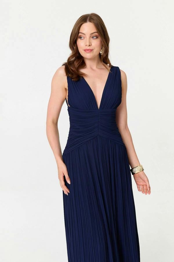 Navy | Abstract Relaxed 3/4 Sleeve Maxi Dress