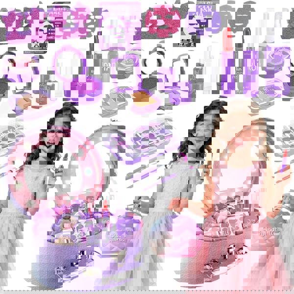 deAO Girls Pretend Makeup Kit with Carry Case - My First Kids Makeup Playset for Toddler Role Play & Imaginative Learning