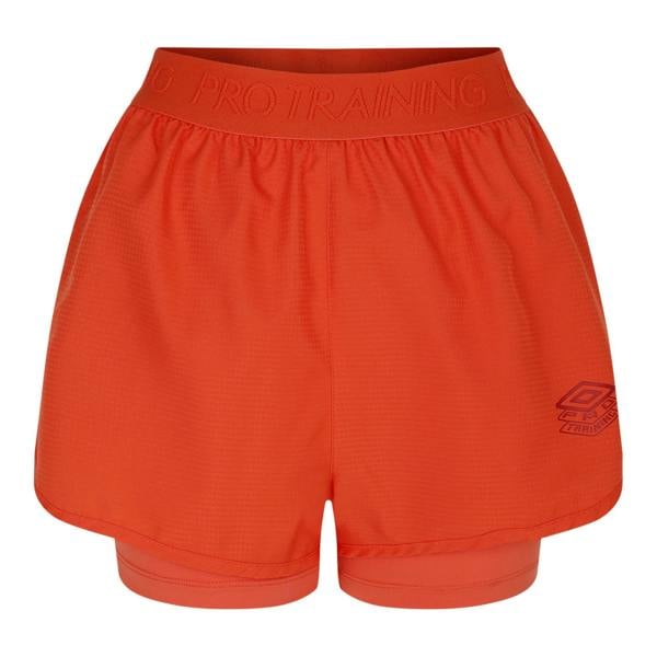 Umbro Womens/Ladies Pro Training Hybrid Shorts - Hot Coral - 