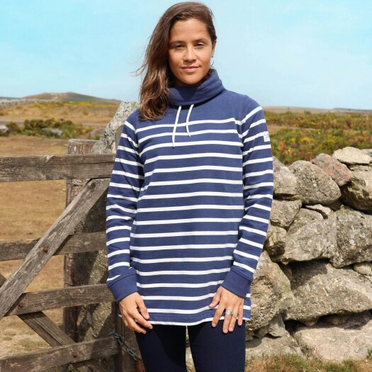 Lazy Jacks LJ20S - Striped Roll Neck Sweatshirt - Twilight