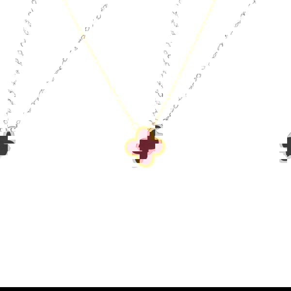 Say It With Plum Crystal Clover Necklace - Yellow Gold Plated