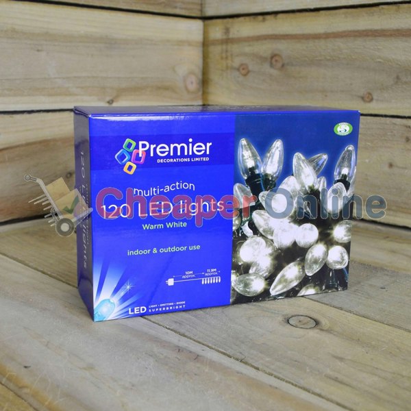 Samuel Alexander 11.9m 120 LED Premier Christmas Lights - Multi Action C6 Bulb in Warm White