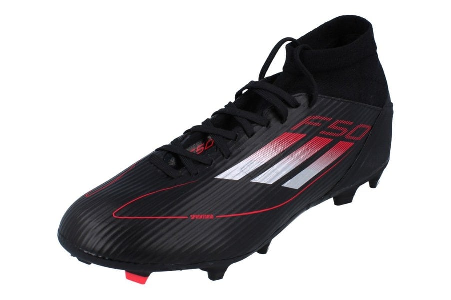 Adidas F50 League Mid Fg/Mg Mens Football Boots  JI0435 - Black Iron Metallic Red - Photo 0