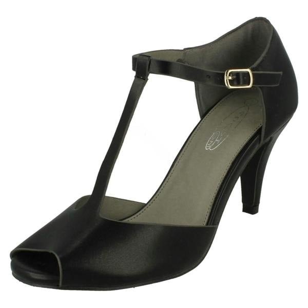 Spot On Ladies Spot On Heeled Peep-Toe Shoes