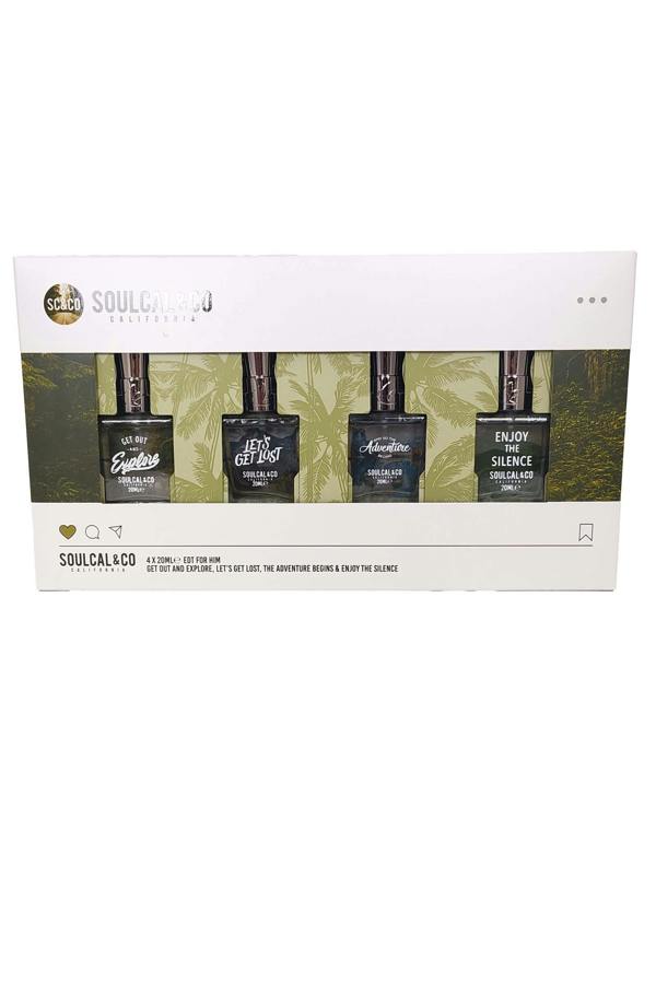 Soulcal & Co for Him Gift Set 4 x 20ml Eau de Toilette Spray Get Out., Lets Get., And So., Enjoy Soulcal California
