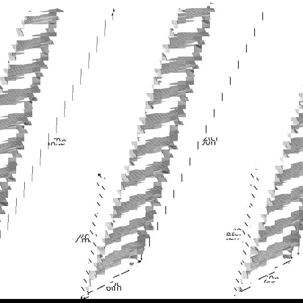 Monstershop Adjustable 10 Section Galvanised Staircase - 600mm Wide
