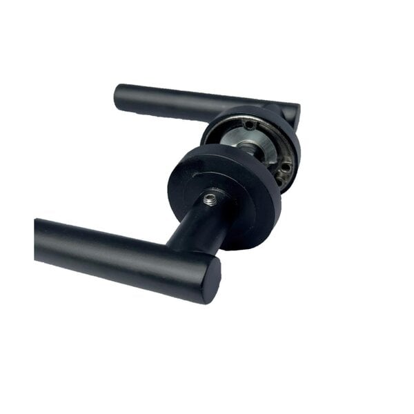 EDH Door Hardware Matt Black T Bar Door Handles on Round Rose – Straight Lever Handle 6 Pairs