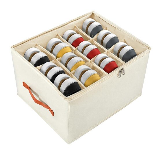 Havendro Foldable Shoe Storage Box for Closet Organiser with Clear Lids for Wardrobe Tool - Non-woven - WHITE