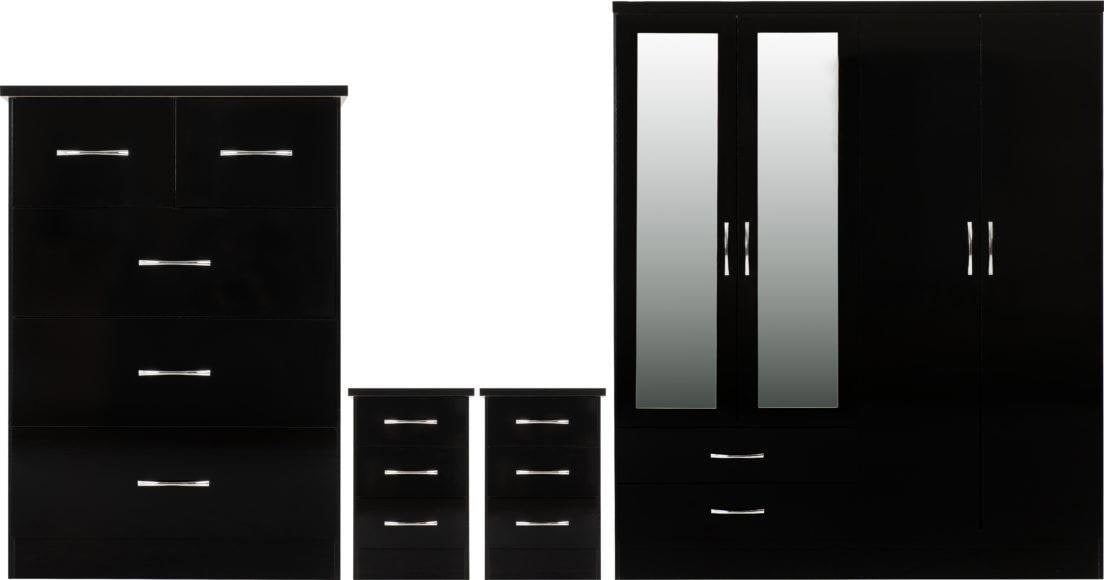 Seconique Nevada 4 Door Wardrobe 4 Piece Bedroom Set