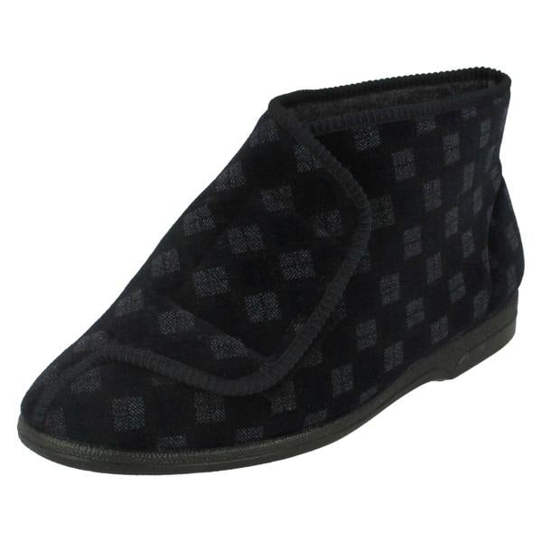 Spot On Mens Balmoral Chequered Pattern Bootee Slippers VB M25
