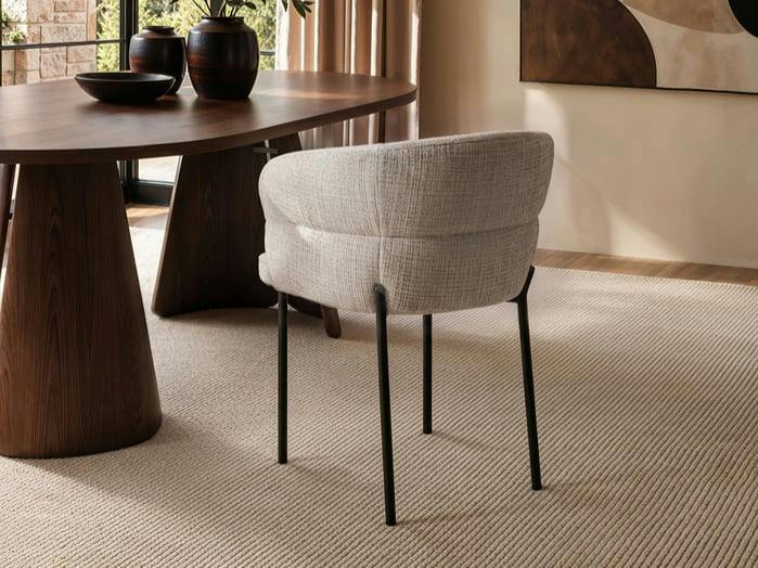 SOLACE+CO Elise Set of 2 Curved Back Chenille Dining Chairs Light Brown