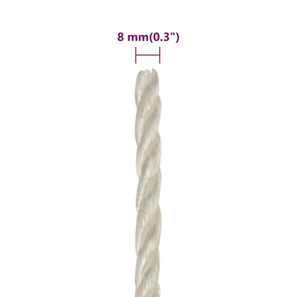 Berkfield Work Rope White 8 mm 50 m Polypropylene