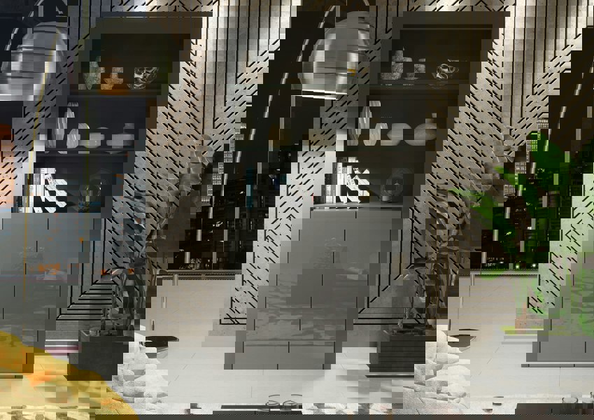 Mex Furniture Tall Display Cabinet 170cm Oak Matt Body and White Gloss Doors – Modern Open Shelving Unit (Copy) (Copy)