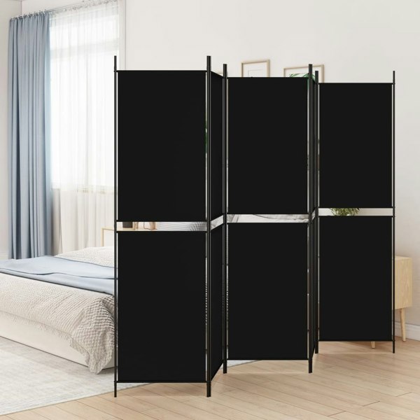 Berkfield 5-Panel Room Divider Black 250x200 cm Fabric