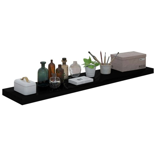 Berkfield Floating Wall Shelves 2 pcs High Gloss Black 120x23.5x3.8 cm MDF