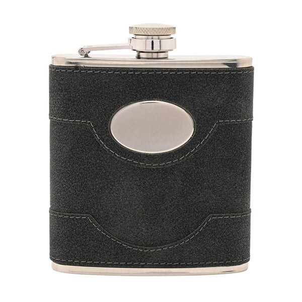 Harvey Makin Black PU Wrapped Stainless Steel Flask Set with Funnel