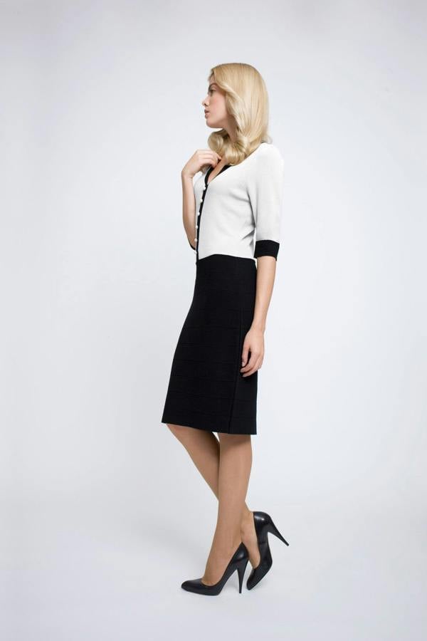 Rumour London Grace two-tone knitted bodycon dress in cream and black
